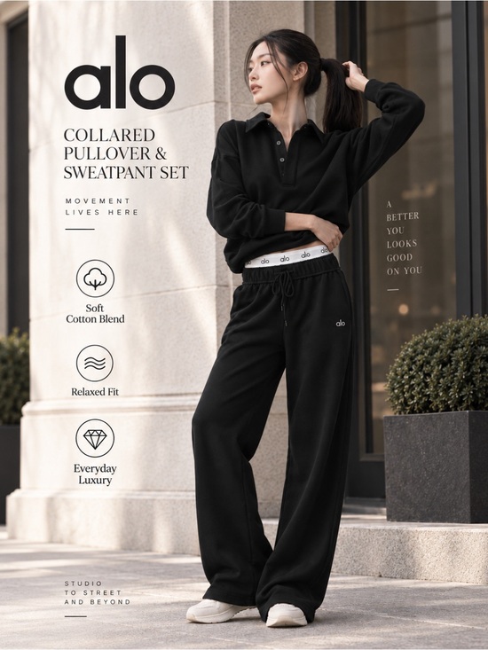 ALO Yoga Pants - ALO Yoga Take It Easy Henley & Accolade Straight Leg Pants Black Set S NEW
